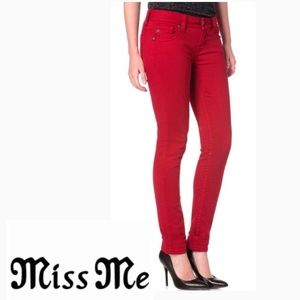 MiSS ME The Vamp Mid-rise Red Skinnies - Size 26